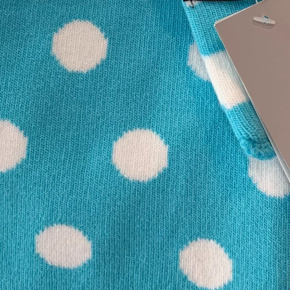 NWT Lane Bryant Blue White Reversible Knit Scarf Polka Dots & Stripes